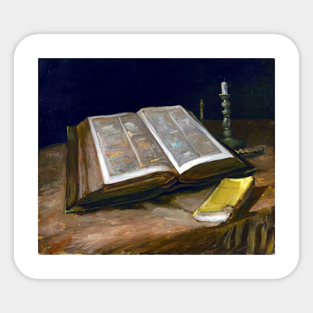 Vincent van Gogh Still Life with Bible Sticker by pdpress